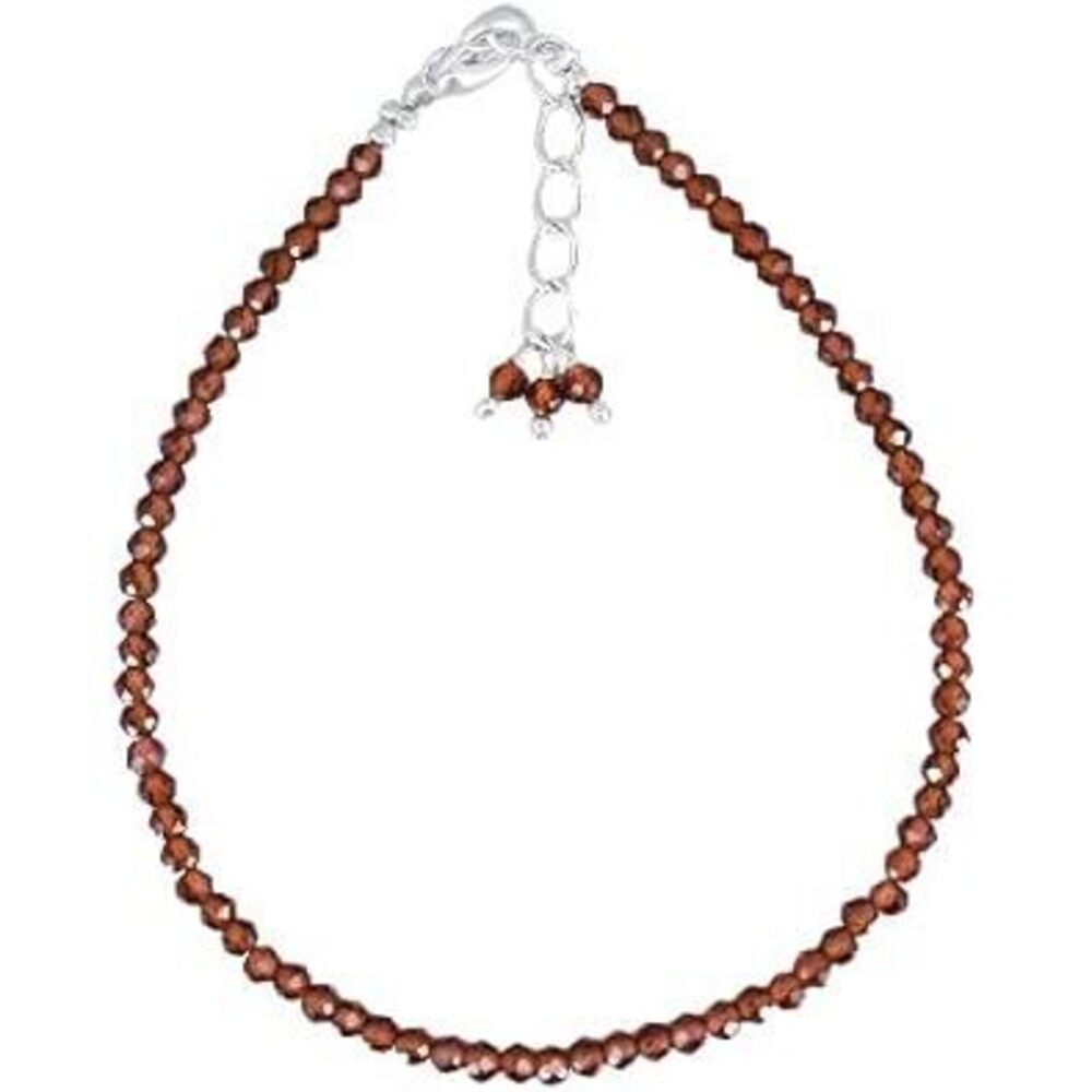 Gempires Natural Red Garnet Beaded Bracelet January Birthstone Crystal Jewelry